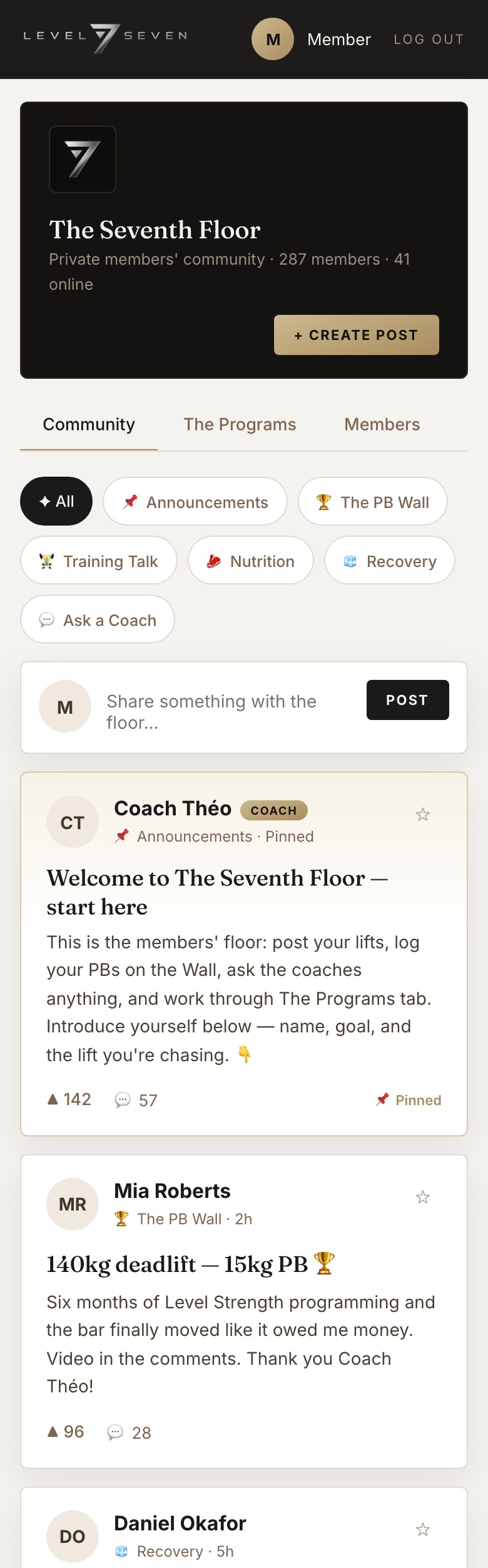 The Seventh Floor wall on mobile