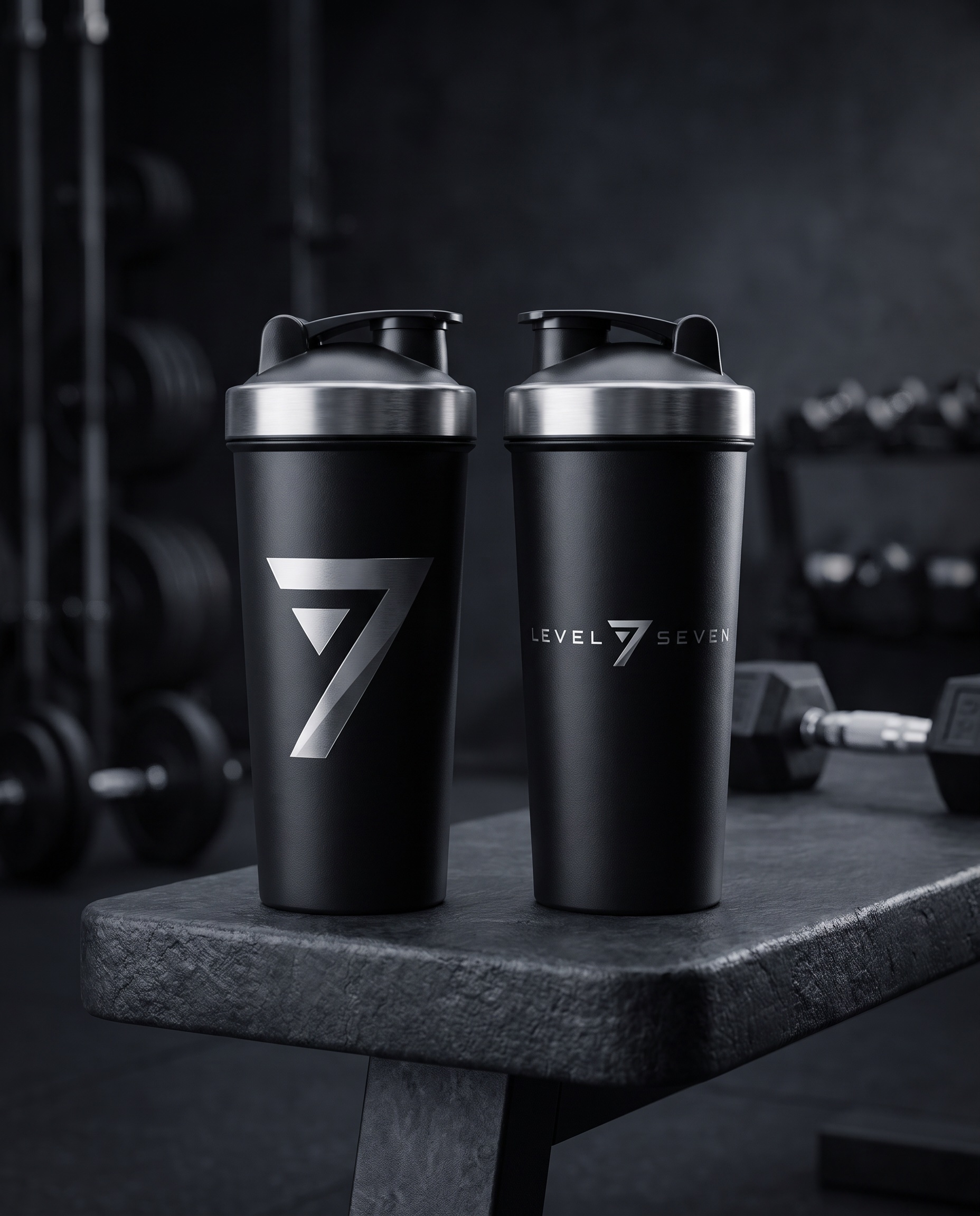 Shaker Bottles — Level Seven brand asset